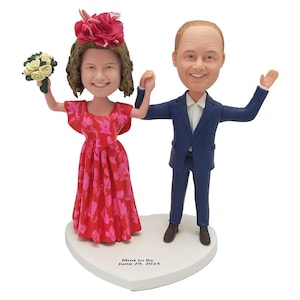Custom Wedding Couple Bobblehead，Personalized Polymer Clay Keepsake