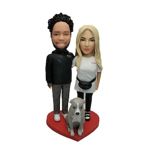 Custom Wedding Couple Bobbleheads, Bobble Head Gifts, anniversary gifts for couples,Wedding Cake Topper with pet/dog(s),wedding gifts