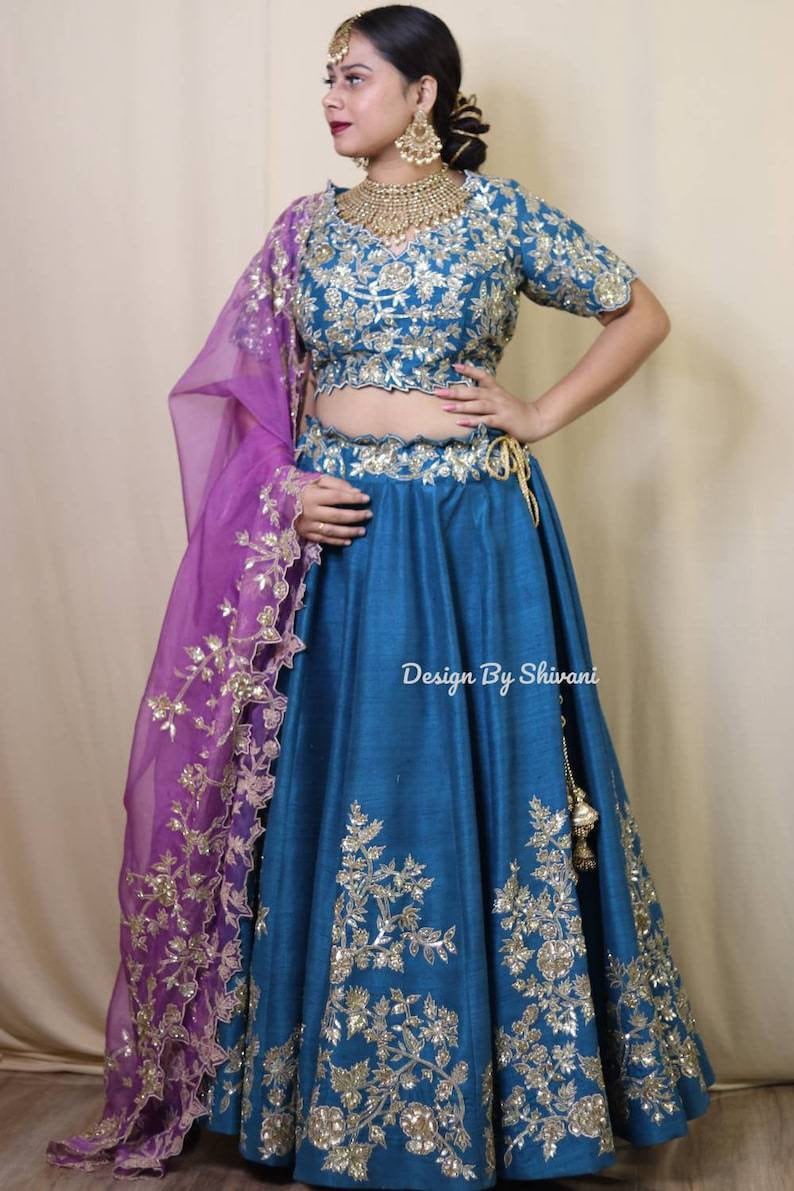 Bridal lehenga blue Bridal lehenga Anushree Reddy lehenga hand Embroidered lehenga lehenga Choli set Lehenga Shopping Online Australia