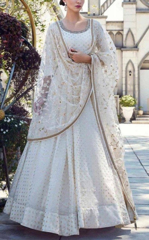 Buy Off White Georgette Embroidered Designer Anarkali Suit Festive Wear  Online at Best Price | Cbazaar