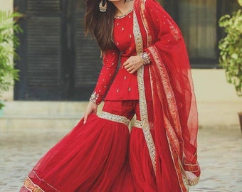 Abito da sposa rosso sharara, walima, spose musulmane, cerimonia