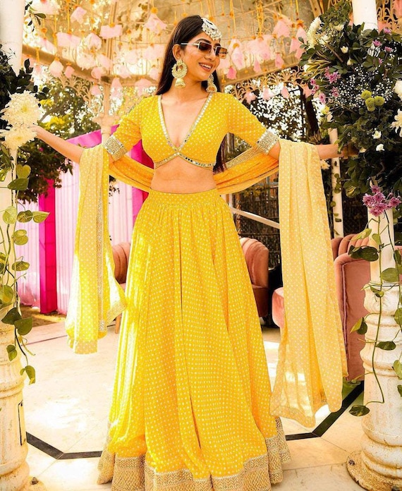 Yellow lehenga cheap for haldi