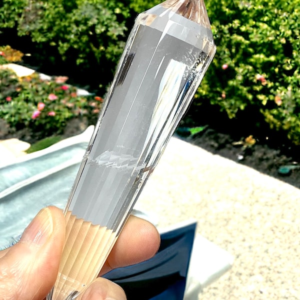 24 Sides Natural Clear Quartz Crystal Point Vogel Wand Double Terminated 101 grams