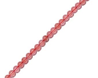 Natural High Grade 4mm Cherry Quartz Round Beads - Approx 83 Beads Per Strand