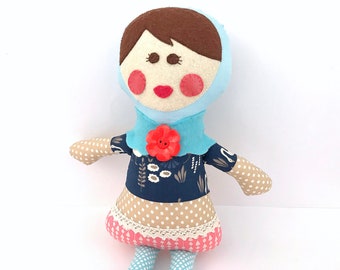 Handmade Doll - Pink, Latte and Blues