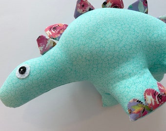 Dinosaur Soft Toy - Light Blue and Floral Print