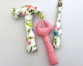 Rattle Tool Set - Pretty Floral and Polka Dot Print