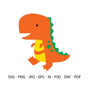 Dinosaure mignon SVG, T-Rex mignon SVG, Fête d'anniversaire de dinosaure SVG, Clipart de dinosaure mignon