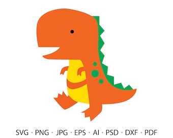 Cute Dinosaur Svg, Cute T-rex svg, Dinosaur Birthday Party Svg ,Cute Dinosaur Clipart, Dino Theme Svg, Dino Svg, Dino Clipart,T-rex Cut File