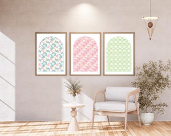 Blomtryck Set om 3 | Vildblommor Blomsterkonst för tavelvägg | Minimalistisk modern heminredning, naturinspirerad väggdekoration