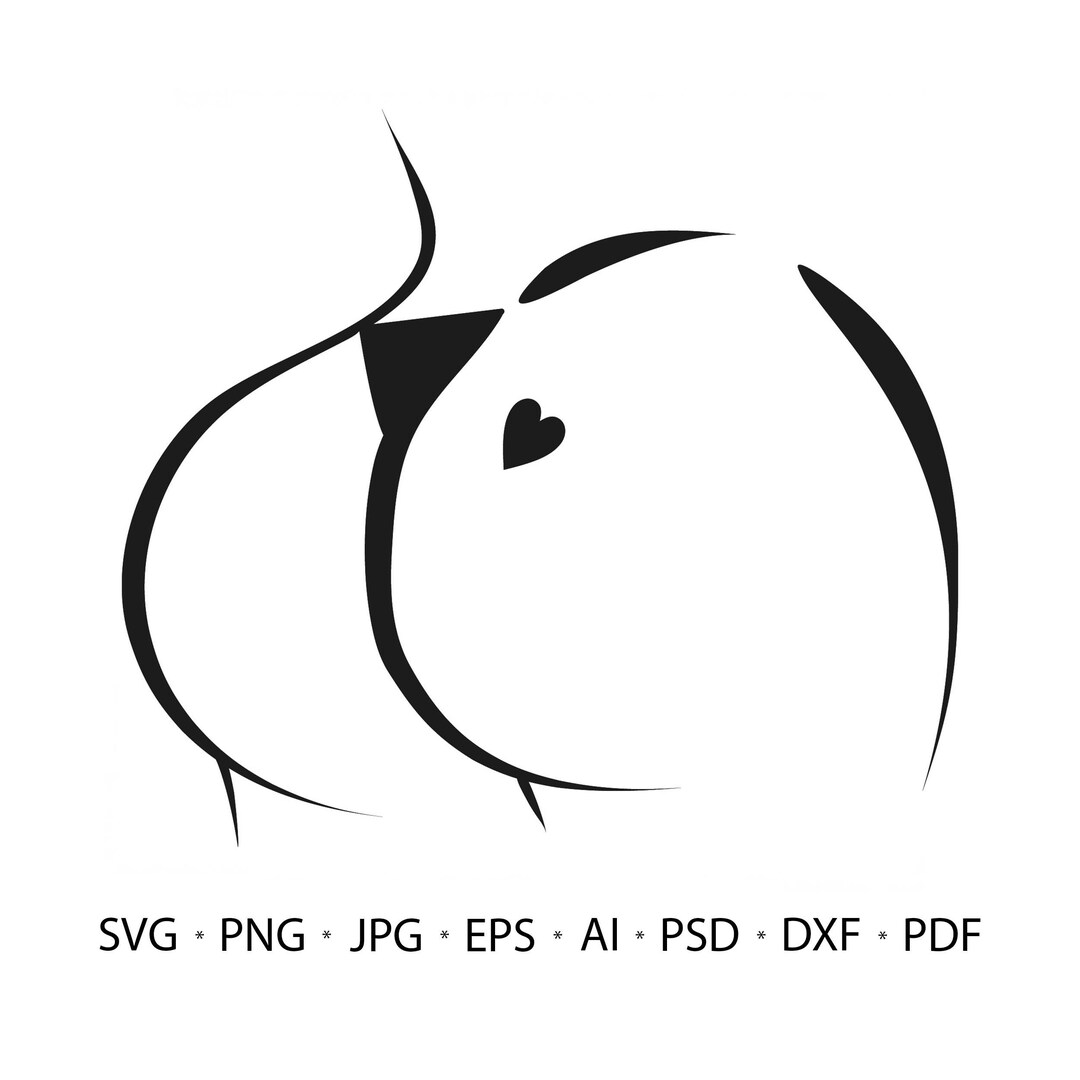Thick Booty W/heart SVG Png Eps - Vinyl Cut for Cricut Silhouette Decal
