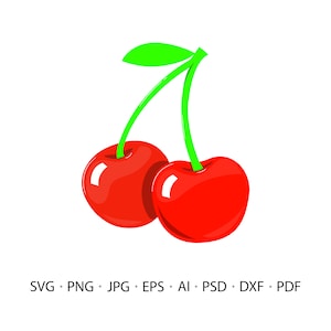 Kirsche SVG, Kirschen Clipart, Kirsche Sommer Druck SVG Sofortiger Download, SVG Obst-Dateien, Cricut und Silhouette Schnitt Dateien svg png