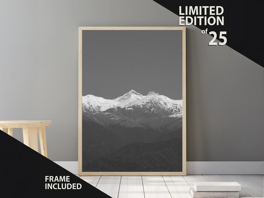 Black and White Mountain Photography Print, Nature Wall Art, Minimalist ...
