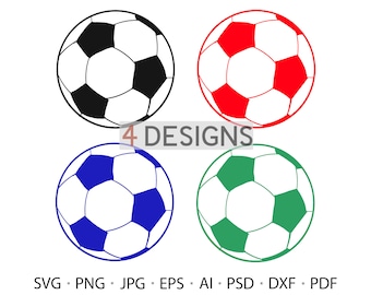 4 Color Soccer ball, Football, Instant Download, SVG, PNG, EPS, dxf, jpg digital download