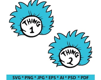 Thing 1 Thing 2 SVG, Thing 1 and Thing 2 Png Svg Pdf Eps Dxf High Resolution