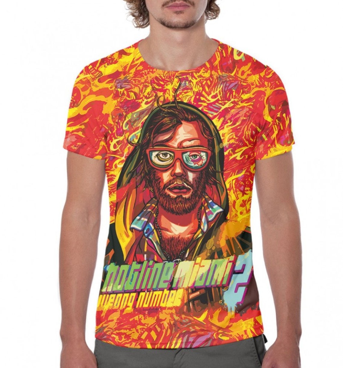 Hotline Miami Beard TShirt Video Game Tee Men's Etsy