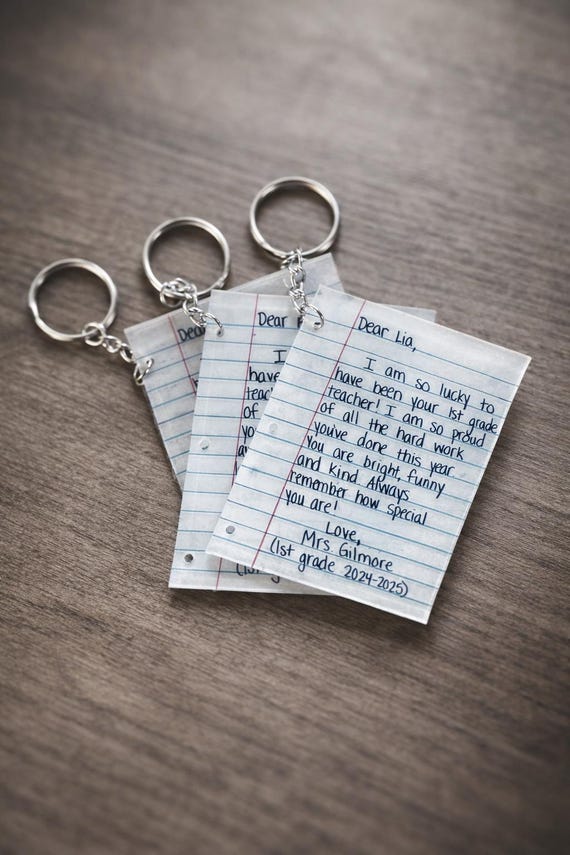 Personalized Handwriting Notebook Keychain - Shrink Plastic End Year Gift