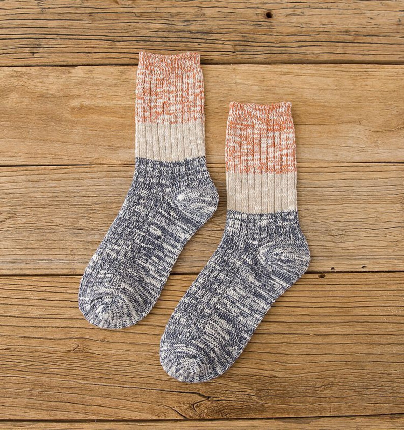 Boho knit cotton socks mid calf crew socks short boot socks Etsy