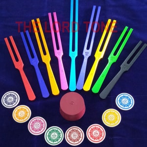 New Professional 9  Color Tuning Fork Set With Extra Large Handle For Comfortable Grip