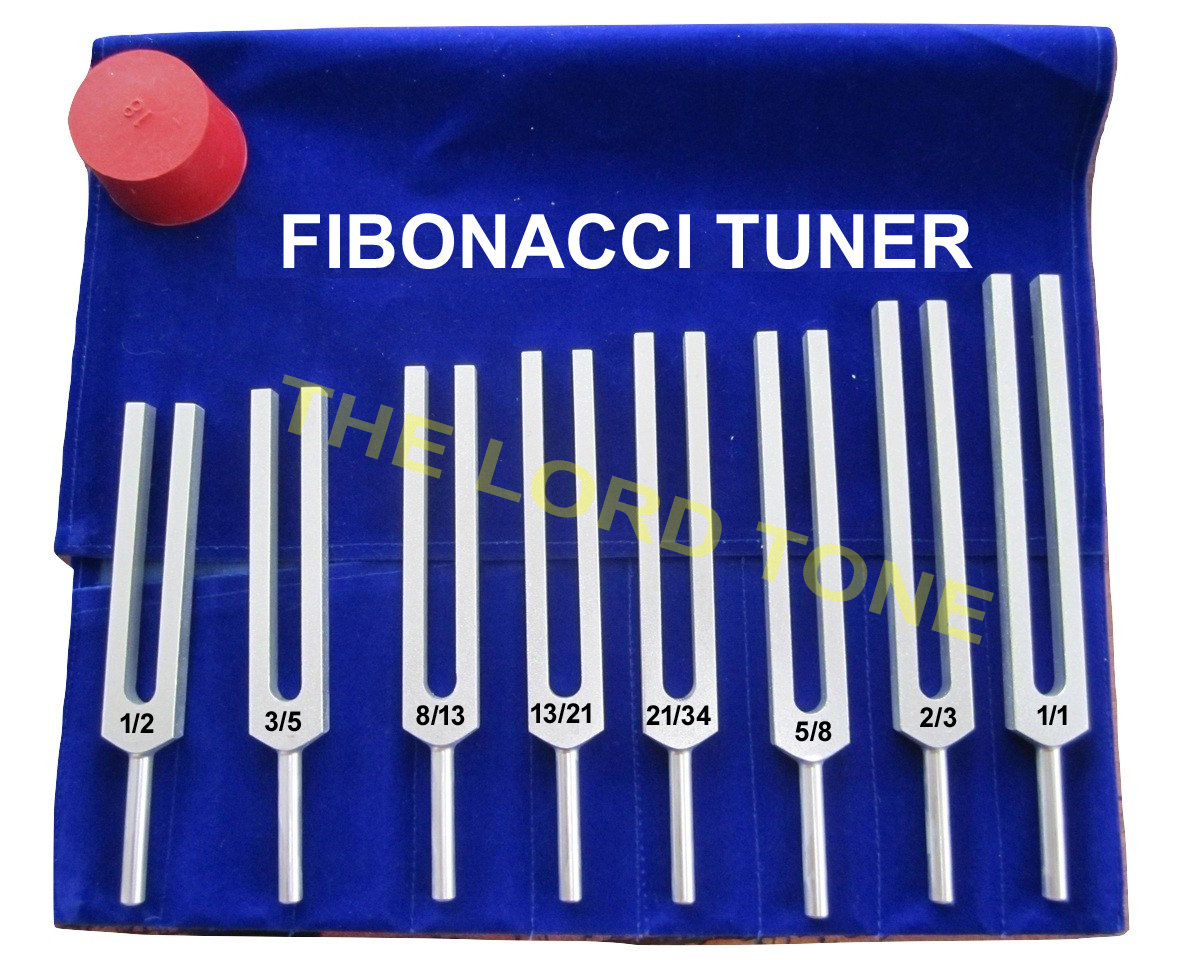 フィボナッチ音叉 8 個セット、アクティベーター付き。瞑想