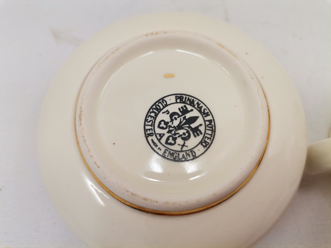 Vintage Prinknash Pottery Jug and Bowl Gilded Gilt Sugar Milk Etsy