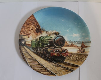 boho,retro Train Plate Vintage Trains. Davenport Collectors Plate.Great for display Vintage The Ocean Mail
