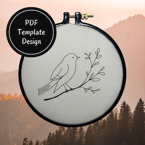 Bird On Branch Hand Embroidery Pattern - DIY Design
