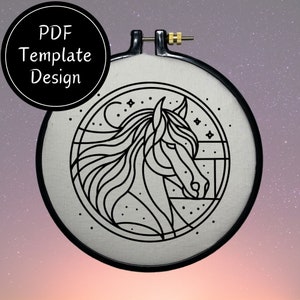 Stained Glass Horse Hand Embroidery Pattern DIY Embroidery