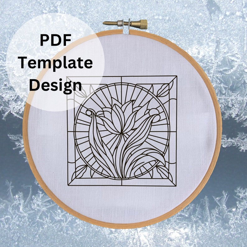 Stained Glass Tulip Hand Embroidery Pattern - DIY Design - Etsy