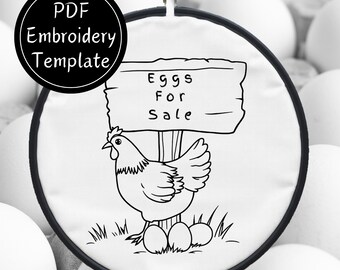 Eggs For Hand Embroidery Pattern, Chicken Design (PDF Pattern)