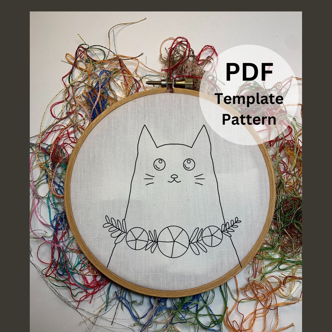 Cat With Flowers Embroidery Pattern PDF Floral Cat Hand Embroidery Template 6 Sizes Included Instant Download - Etsy cat-with-flowers-embroidery-pattern-pdf-floral-cat-hand-embroidery-template-6-sizes-included-instant-download-etsy
