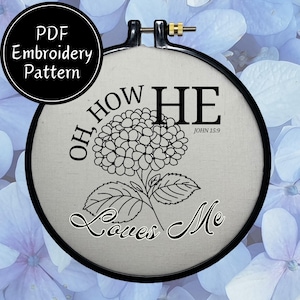 Hydrangea Scripture Positive Quote Hand Embroidery Pattern DIY Embroidery