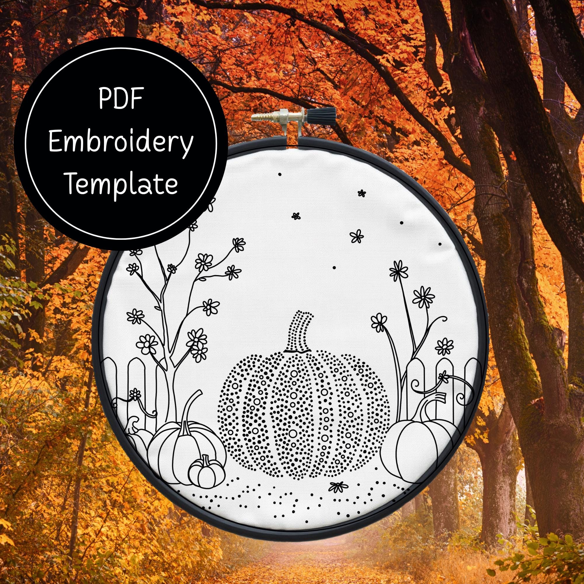 Fall Pumpkin Hand Embroidery Pattern: DIY Template (PDF Download) - Etsy