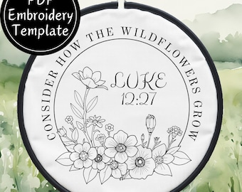 Wildflower Scripture Verse Hand Embroidery Pattern DIY Embroidery