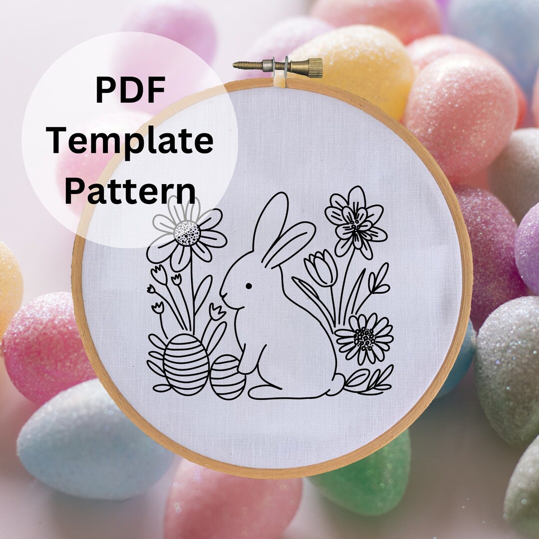 Easter Bunny Hoop Art - Hand Embroidery PDF Pattern - Etsy