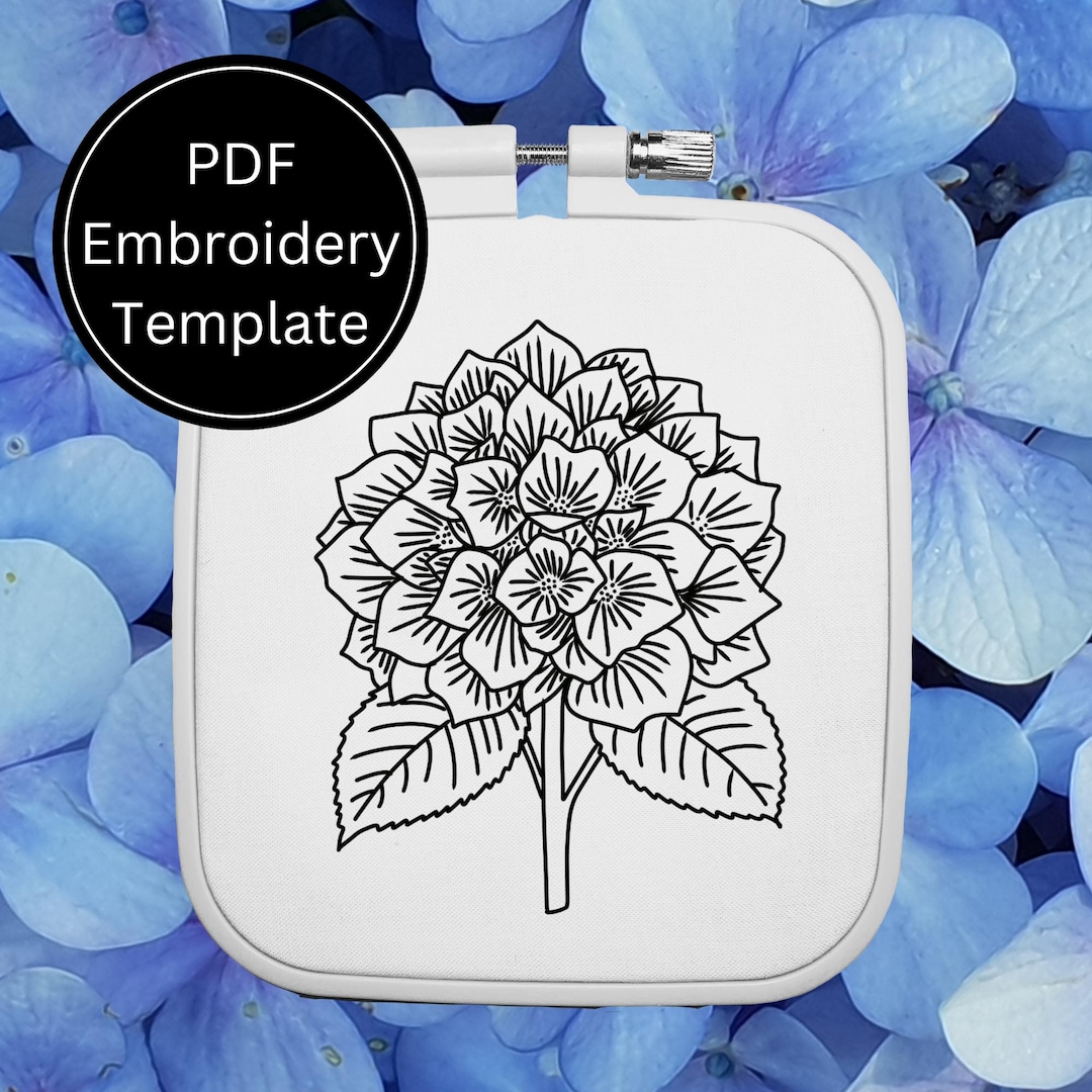 Hydrangea Bloom Embroidery Template PDF - DIY Hydrangea Flower Design ...
