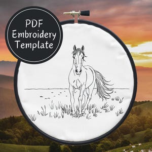 Horse Running Hand Embroidery Pattern DIY Embroidery