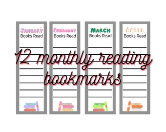 Organize Your Reading List with 12 Monthly Record-Keeping Bookmarks - Never Lose Track of the Books You've Read Again!