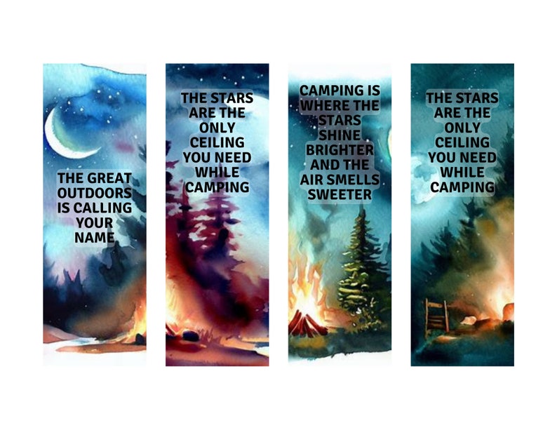 24 Printable Camping Watercolor Bookmarks for Instant Download Etsy