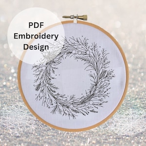 Winter Wreath Hand Embroidery Pattern - DIY Design - Instant Download