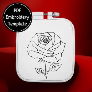 Rose Embroidery Template PDF - DIY Flower Design For Hand Stitching - Instant Download