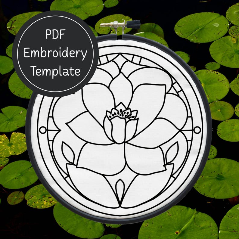 Lotus Flower Hand Embroidery Pattern DIY Floral Design for Hand ...