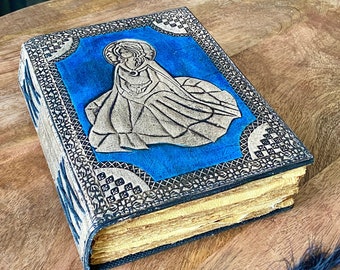 Moon Goddess Leather Journal | 260 Deckled-Edge Pages | Hand-stitched Leather Journal | Card Holder inside