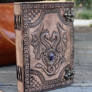 Original DND 10&#39;&#39; Leather Journal | 280 Pages | 2x Brass C Clasp Personalised DND Notebook | 3 Color choices- Handmade