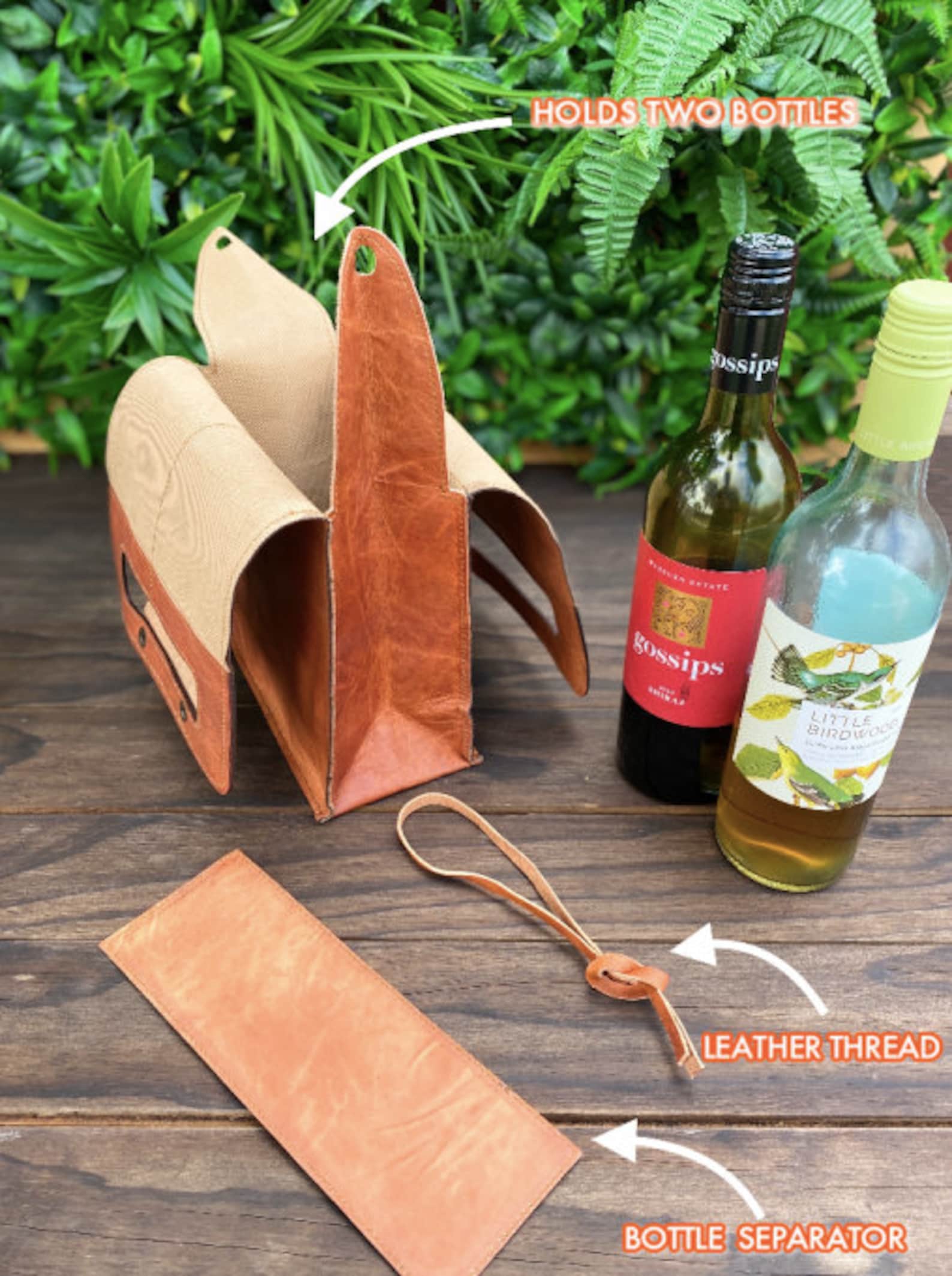 Leather Wine Case Wine Case for 2 Bottles Light Brown Etsy UK