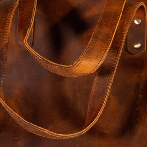 Fourre-tout en cuir rustique personnalisé Pur cuir Grande taille Spacieux et résistant Cuir pleine fleur image 6