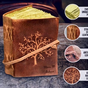 Personalised Tree of Life Embossed Leather Journal | Handmade Vintage Sketchbook| 240 Vintage Pages | Perfect Gift Item