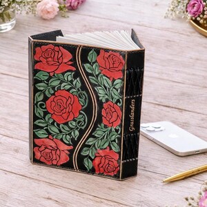 6 Rose Leather Journal | Personalized Floral Notebook | 240 Lined Pages Diary Brass C Lock image 6