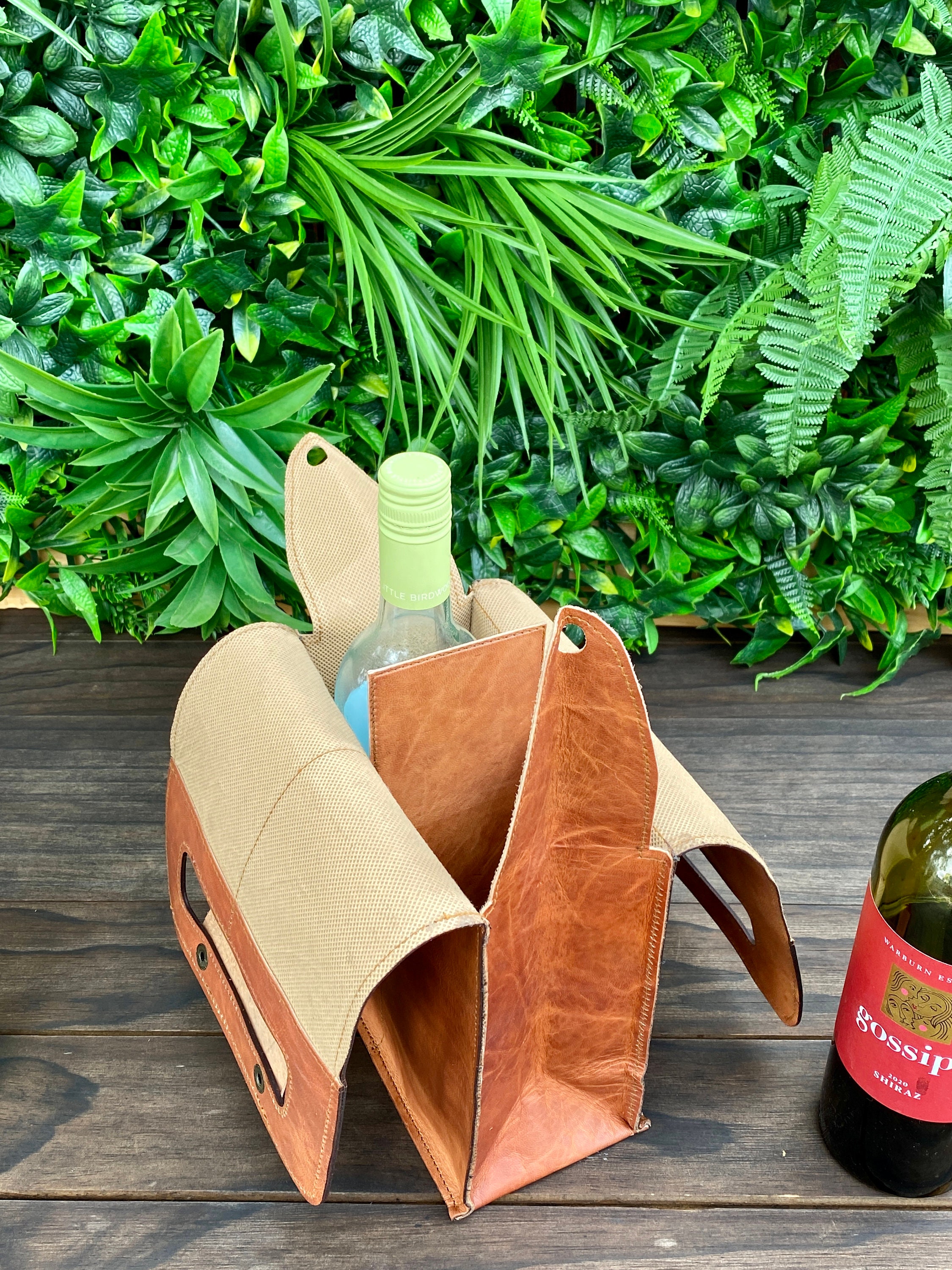 Leather Wine Case Wine Case for 2 Bottles Light Brown and Etsy