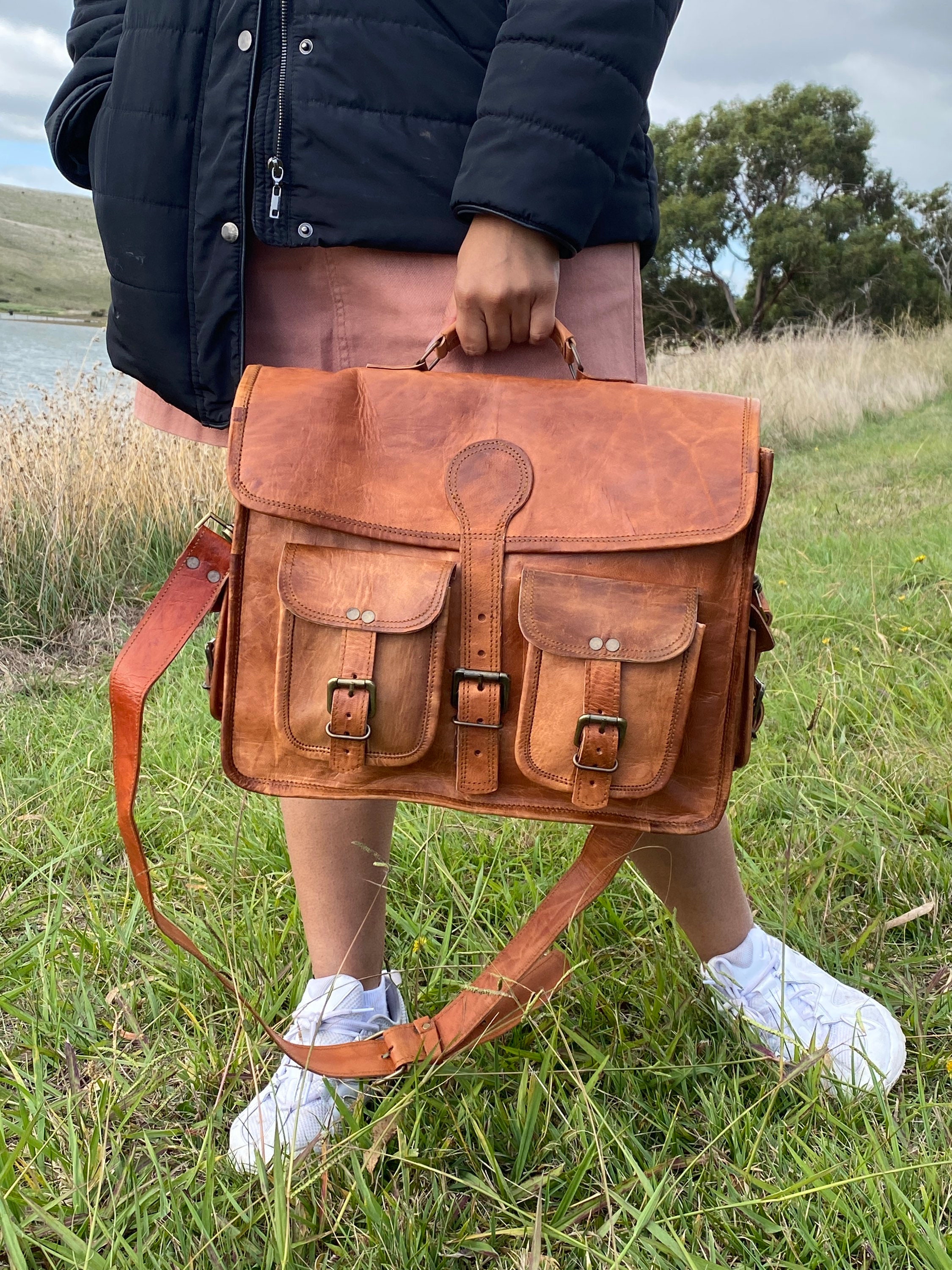 Premium Leather Laptop Briefcase/ Satchel Spacious and Etsy